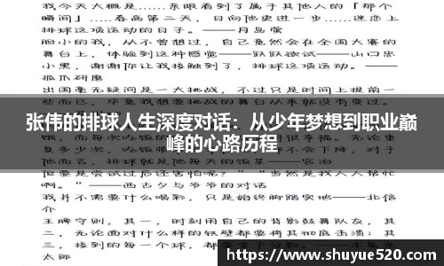 张伟的排球人生深度对话：从少年梦想到职业巅峰的心路历程